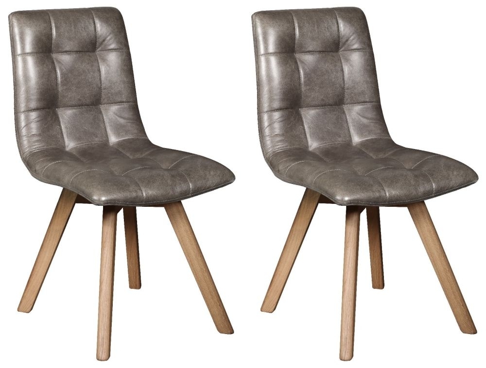 Product photograph of Carlton Dolomite Amalfi Grey Leather Dining Chair Sold In Pairs from Choice Furniture Superstore.